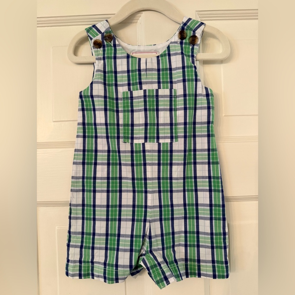 Classic Prep Plaid Green and Blue Jon Jon, 9-12M
